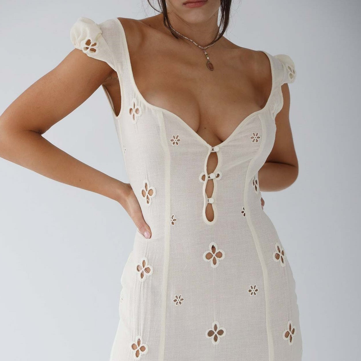 Isabella - Vintage Geborduurde Fishtail Midi-jurk