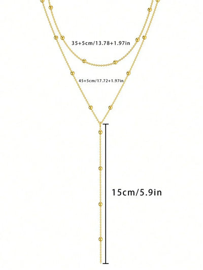 Gouden Laagjes Y-Halsketting – Luxe 3-Delige Damesaccessoire