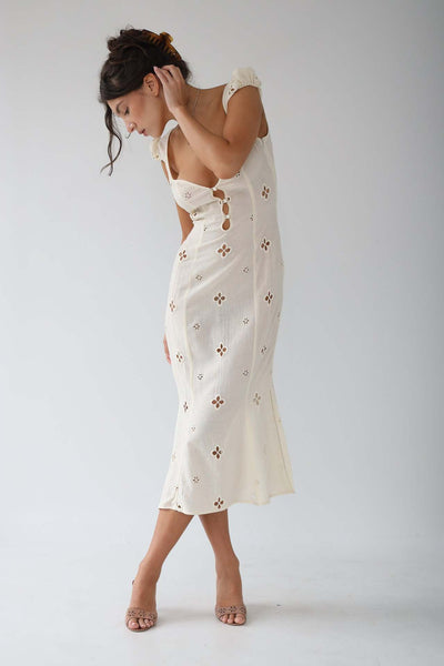 Isabella - Vintage Geborduurde Fishtail Midi-jurk